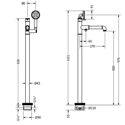 Crosswater MPRO Industrial Floorstanding Bath & Shower Mixer Tap