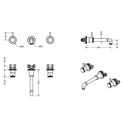 Crosswater MPRO Industrial 3 Hole Wall Mounted Basin Mixer Tap