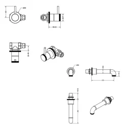 Crosswater MPRO Industrial 3 Hole Wall Mounted Bath Spout Tap