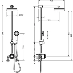 Crosswater MPRO Industrial Multifunction Thermostatic Shower Valve & Rigid Riser Kit