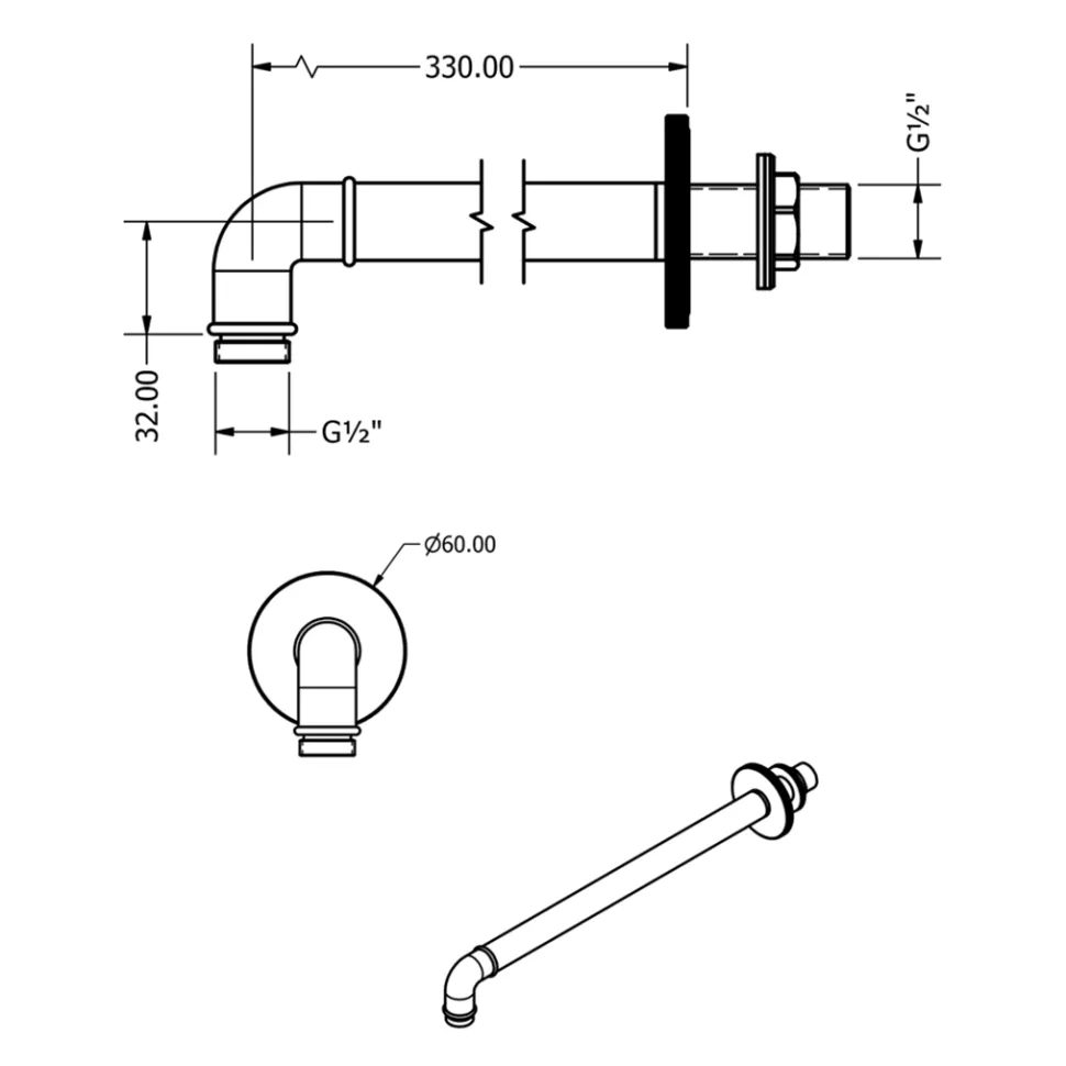 Crosswater MPRO Industrial 330mm Shower Arm