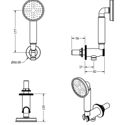 Crosswater MPRO Industrial Wall Outlet, Shower Handset & Hose