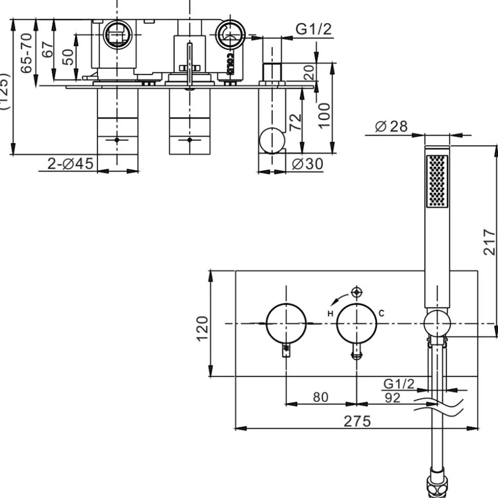 Crosswater MPRO 2 Outlet Concealed Thermostatic Bath Shower Valve