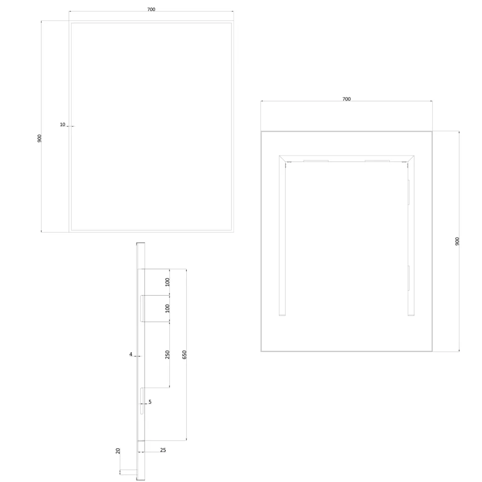 Crosswater MPRO Rectangular Framed Mirror with Demister Pad