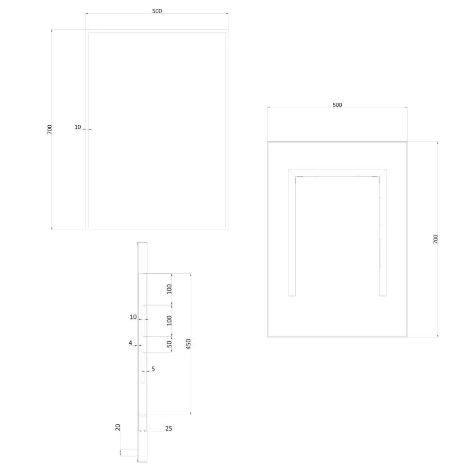 Crosswater MPRO Rectangular Framed Mirror with Demister Pad