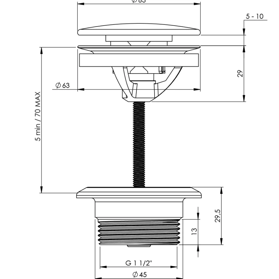 Crosswater MPRO Universal Basin Click Clack Waste