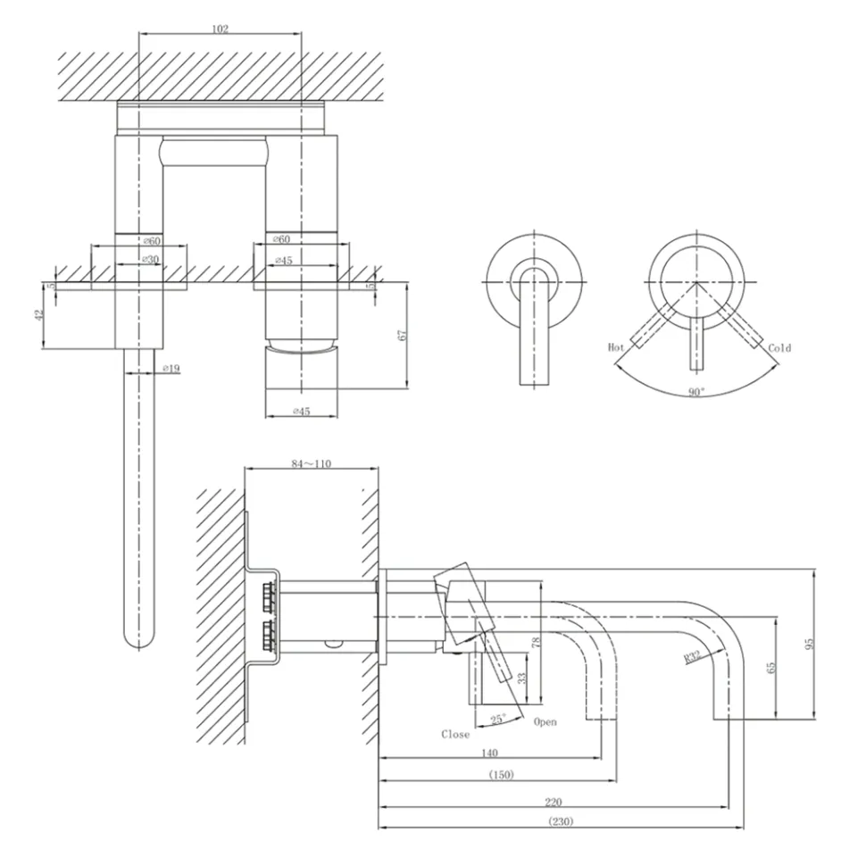 Crosswater MPRO Wall Mounted Basin Mixer Tap