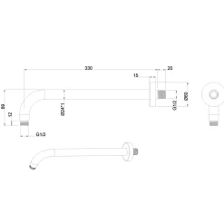 Crosswater MPRO Wall Mounted Shower Arm - 330mm