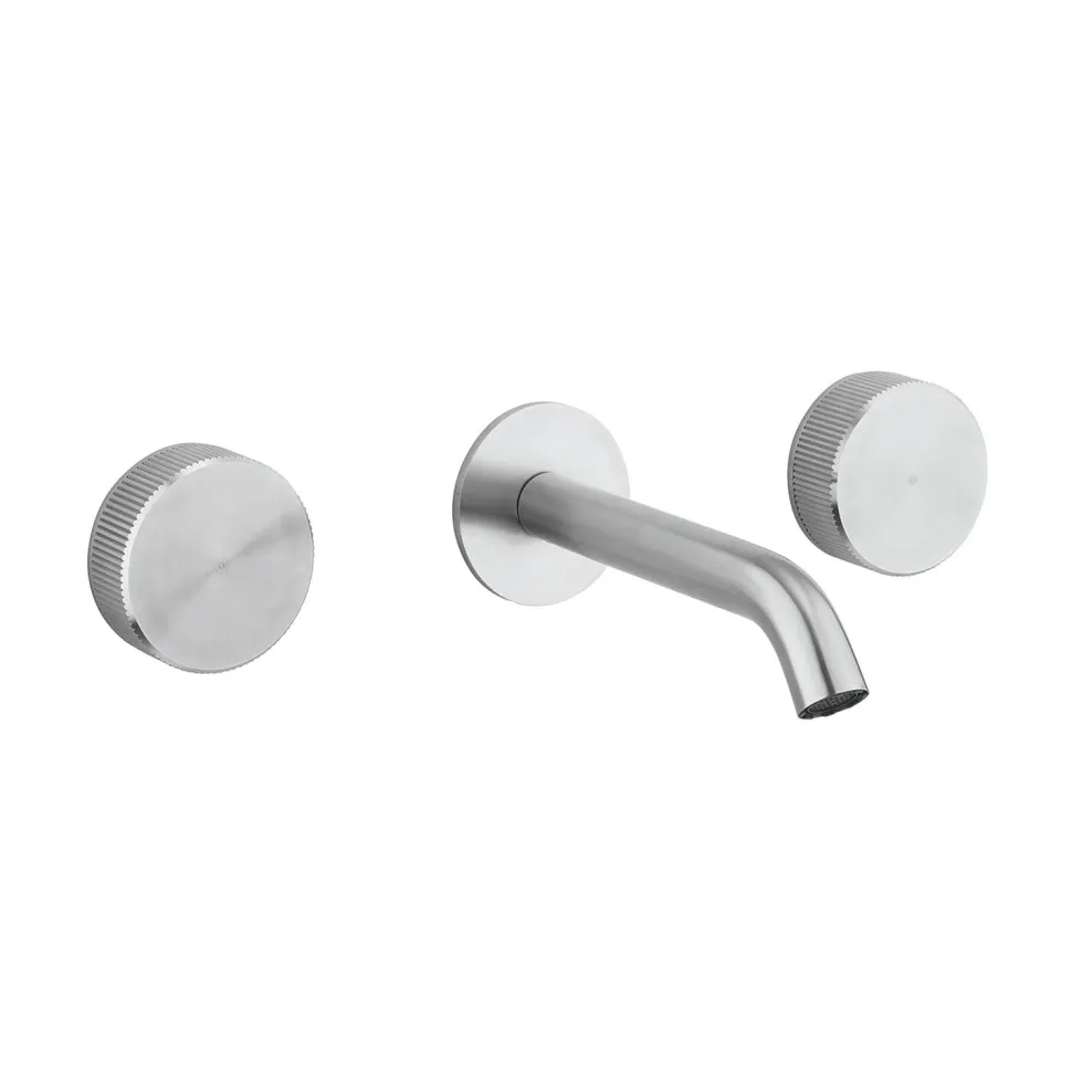 Crosswater 3ONE6 Stainless Steel Wall Mounted 3 Hole Basin Mixer Tap