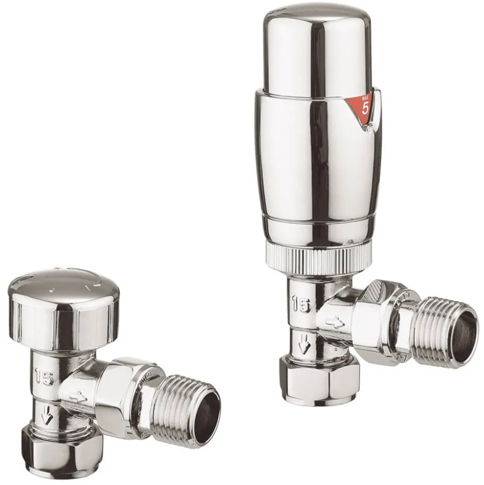 Crosswater Pier Thermostatic Angled Radiator Valves