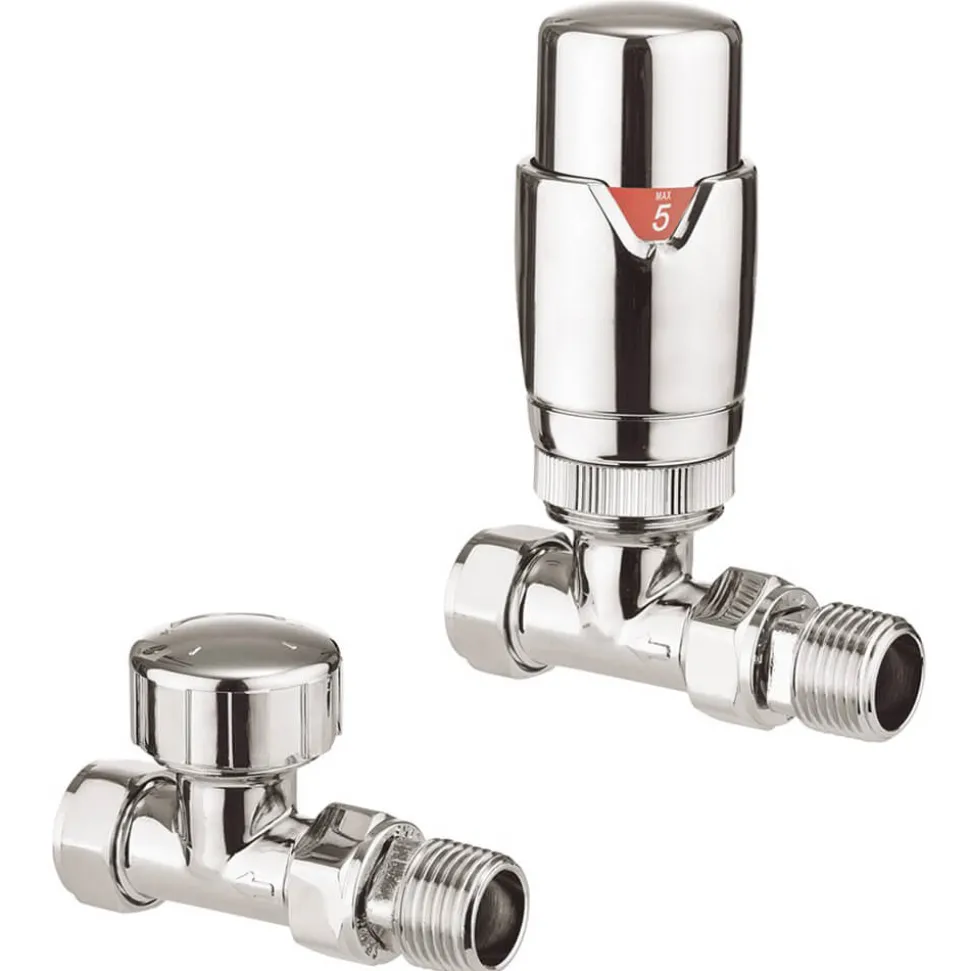 Crosswater Pier Thermostatic Straight Radiator Valves