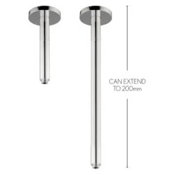 Crosswater Rex Chrome Extendable Ceiling Mounted Shower Arm - 80mm, 120mm & 200mm