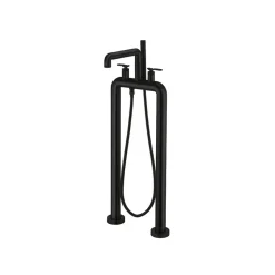 Crosswater Union Freestanding Matt Black Bath Filler & Shower Kit with Lever Handles
