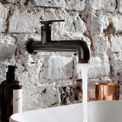 Crosswater Union 1 Hole Wall Mounted Basin Mixer Tap - Brushed Black Chrome