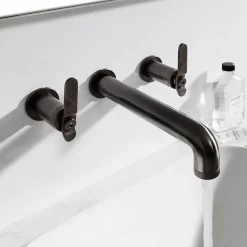 Crosswater Union 3 Hole Wall Mounted Basin Mixer Tap with Levers - Brushed Black Chrome