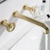 Crosswater Union 3 Hole Wall Mounted Basin Mixer Tap with Wheels - Brushed Brass