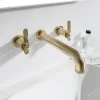 Crosswater Union 3 Hole Wall Mounted Basin Mixer Tap with Levers - Brushed Brass