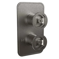 Crosswater Union 2 Outlet Concealed Thermostatic Shower Valve with Wheels - Brushed Black Chrome
