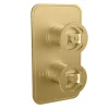 Crosswater Union 2 Outlet Concealed Thermostatic Shower Valve with Wheels - Brushed Brass