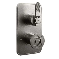 Crosswater Union 1 Outlet Concealed Thermostatic Shower Valve with Lever & Wheel - Brushed Black Chrome