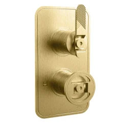 Crosswater Union 1 Outlet Concealed Thermostatic Shower Valve with Lever & Wheel - Brushed Brass