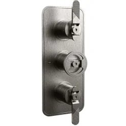 Crosswater Union 2 Outlet 3 Handle Concealed Thermostatic Shower Valve with Wheel & Levers - Brushed Black Chrome