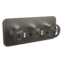 Crosswater Union 2 Outlet Landscape Concealed Thermostatic Shower Valve with Wheels - Brushed Black Chrome