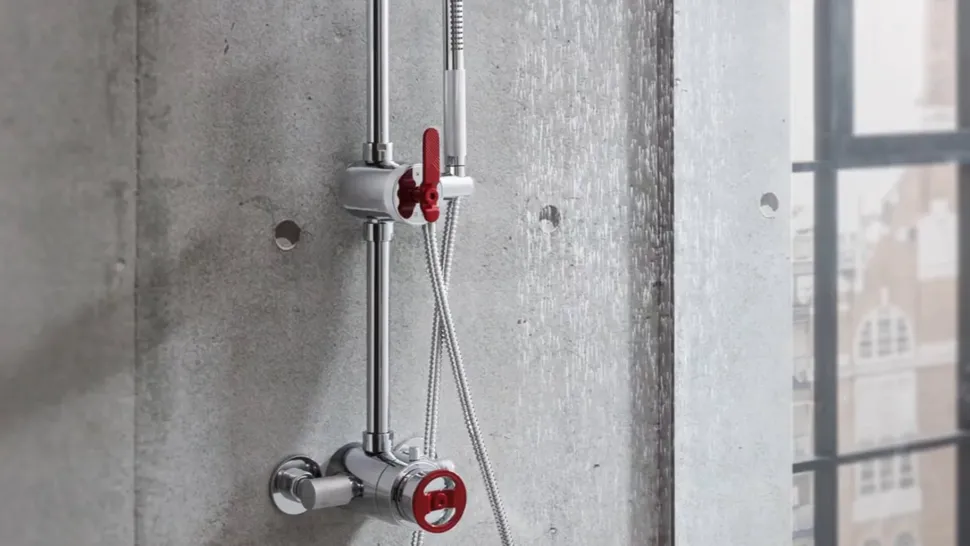 Crosswater Union 3 Outlet Landscape Concealed Thermostatic Shower Valve with Wheels - Brushed Brass