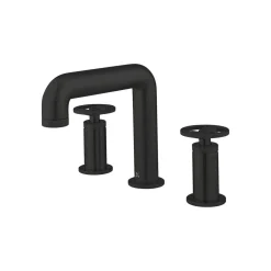 Crosswater Union WRAS Approved 3 Hole Basin Mixer Tap with Wheels - Matt Black