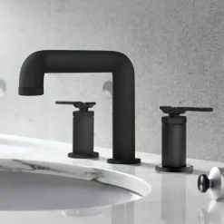 Crosswater Union WRAS Approved 3 Hole Basin Mixer Tap with Levers - Matt Black