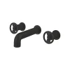 Crosswater Union WRAS Approved 3 Hole Wall Mounted Basin Mixer Tap with Wheels - Matt Black