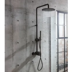 Crosswater Union WRAS Approved Multifunction Thermostatic Shower Kit with Valve, Rigid Riser & Shower Handset - Matt Black