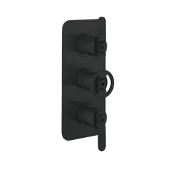 Crosswater Union WRAS Approved Matt Black 2 Outlet 3 Handle Concealed Thermostatic Shower Valve