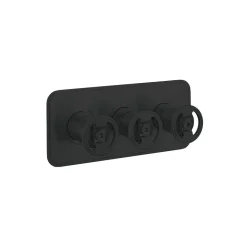 Crosswater Union WRAS Approved Matt Black 2 Outlet 3 Handle Landscape Concealed Thermostatic Shower Valve