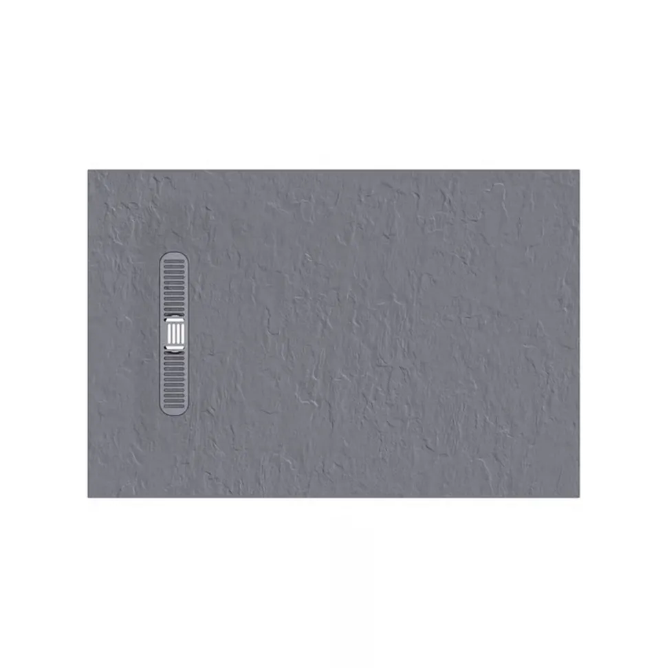 Crosswater Vito 25mm Dolomite Stone Resin Textured Rectangular Shower Tray with Linear Waste Cover