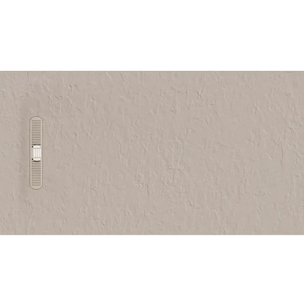 Crosswater Vito 25mm Dolomite Stone Resin Textured Rectangular Shower Tray with Linear Waste Cover