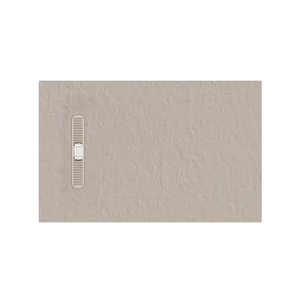 Crosswater Vito 25mm Dolomite Stone Resin Textured Rectangular Shower Tray with Linear Waste Cover