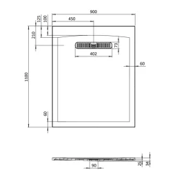 Crosswater Vito 25mm Dolomite Stone Resin Textured Rectangular Shower Tray with Linear Waste Cover