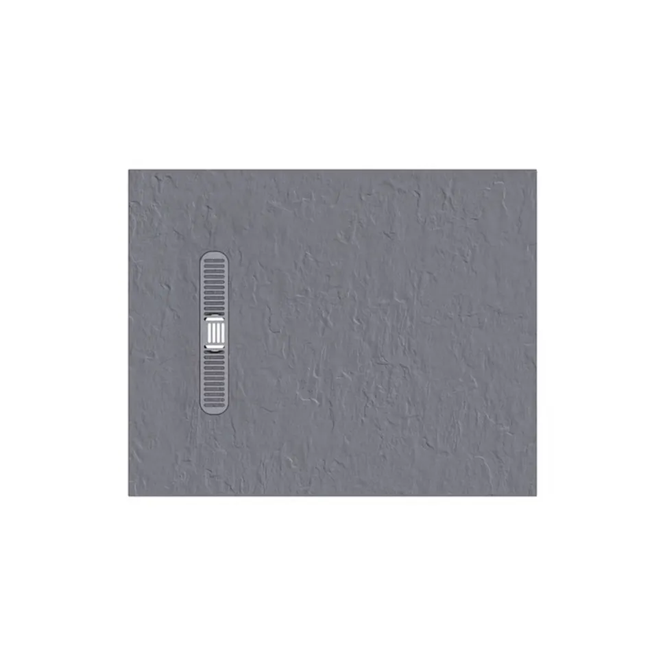 Crosswater Vito 25mm Dolomite Stone Resin Textured Rectangular Shower Tray with Linear Waste Cover