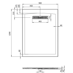 Crosswater Vito 25mm Dolomite Stone Resin Textured Rectangular Shower Tray with Linear Waste Cover