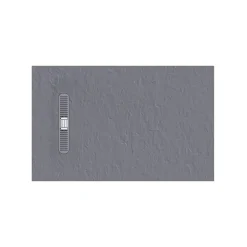 Crosswater Vito 25mm Dolomite Stone Resin Textured Rectangular Shower Tray with Linear Waste Cover
