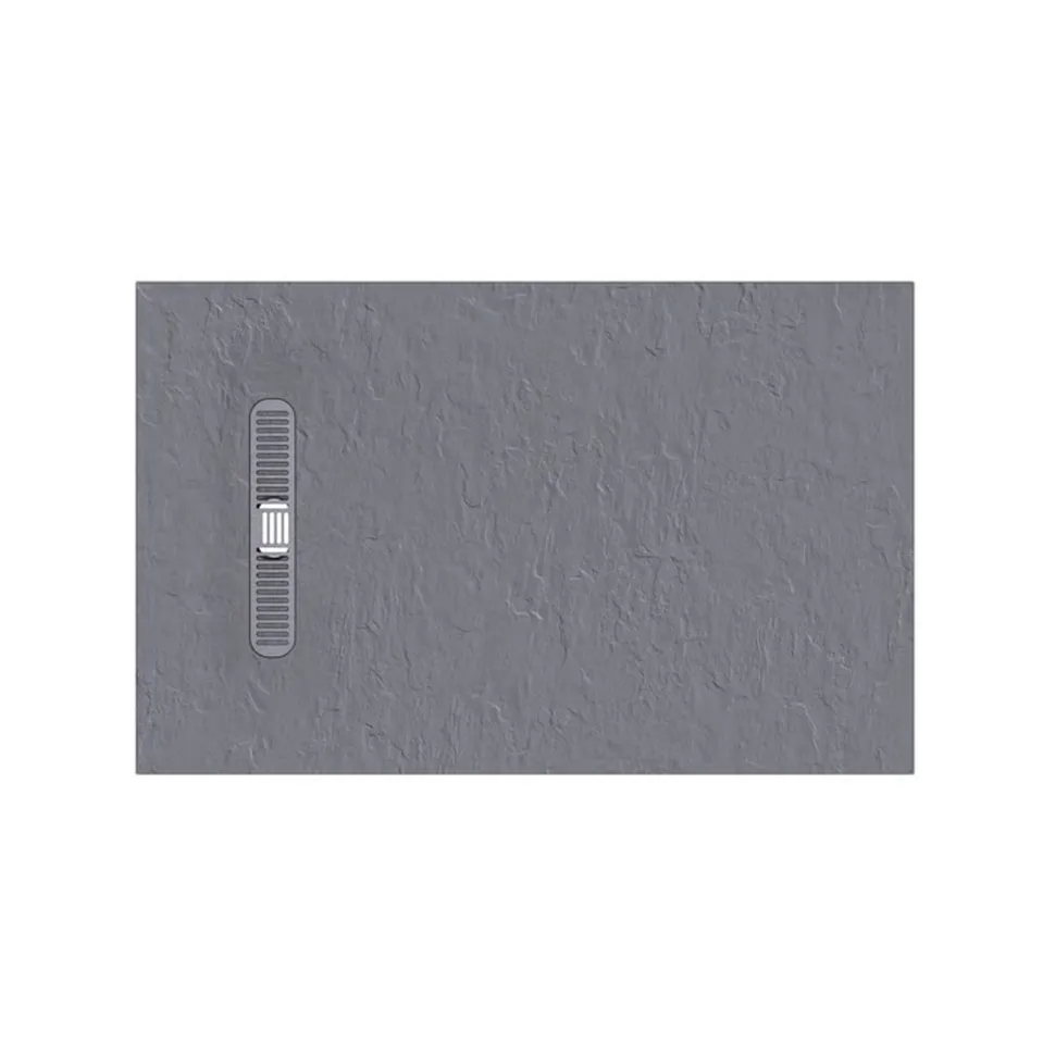 Crosswater Vito 25mm Dolomite Stone Resin Textured Rectangular Shower Tray with Linear Waste Cover