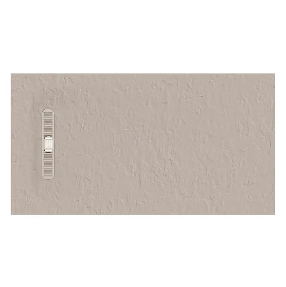 Crosswater Vito 25mm Dolomite Stone Resin Textured Rectangular Shower Tray with Linear Waste Cover