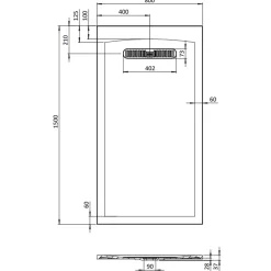 Crosswater Vito 25mm Dolomite Stone Resin Textured Rectangular Shower Tray with Linear Waste Cover