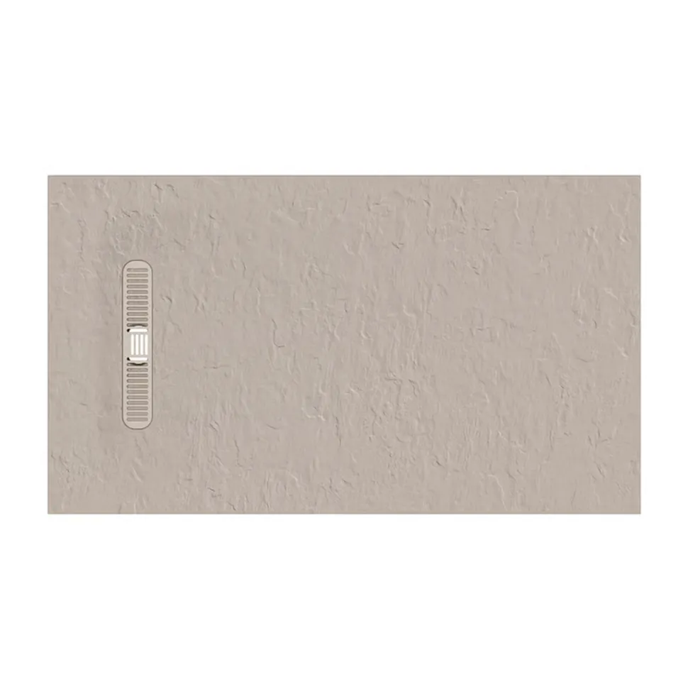 Crosswater Vito 25mm Dolomite Stone Resin Textured Rectangular Shower Tray with Linear Waste Cover