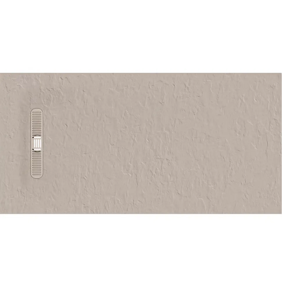 Crosswater Vito 25mm Dolomite Stone Resin Textured Rectangular Shower Tray with Linear Waste Cover