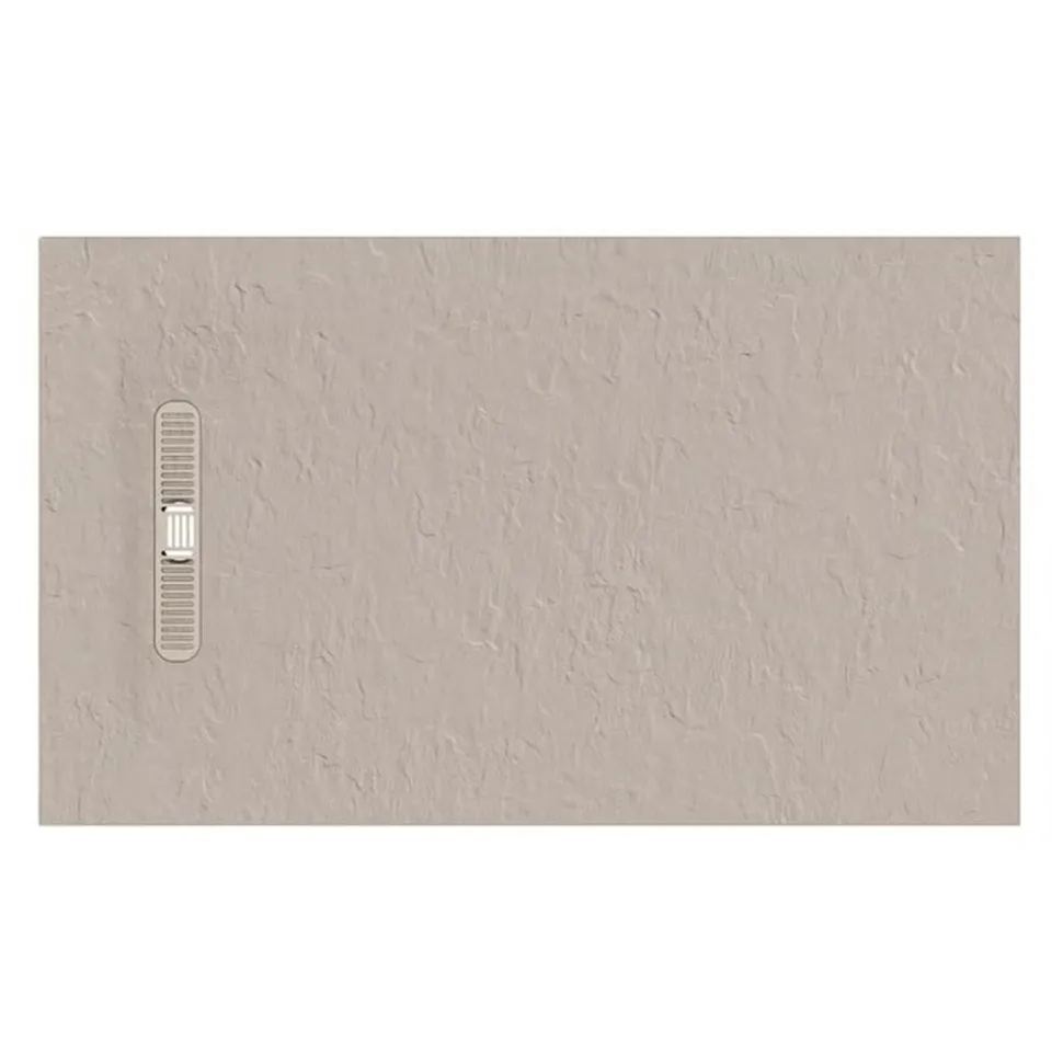 Crosswater Vito 25mm Dolomite Stone Resin Textured Rectangular Shower Tray with Linear Waste Cover