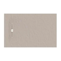 Crosswater Vito 25mm Dolomite Stone Resin Textured Rectangular Shower Tray with Linear Waste Cover
