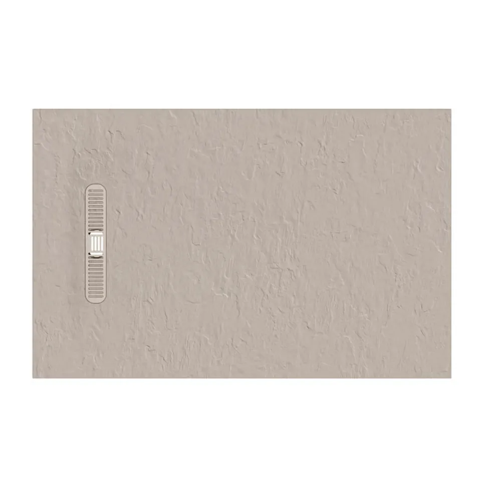 Crosswater Vito 25mm Dolomite Stone Resin Textured Rectangular Shower Tray with Linear Waste Cover