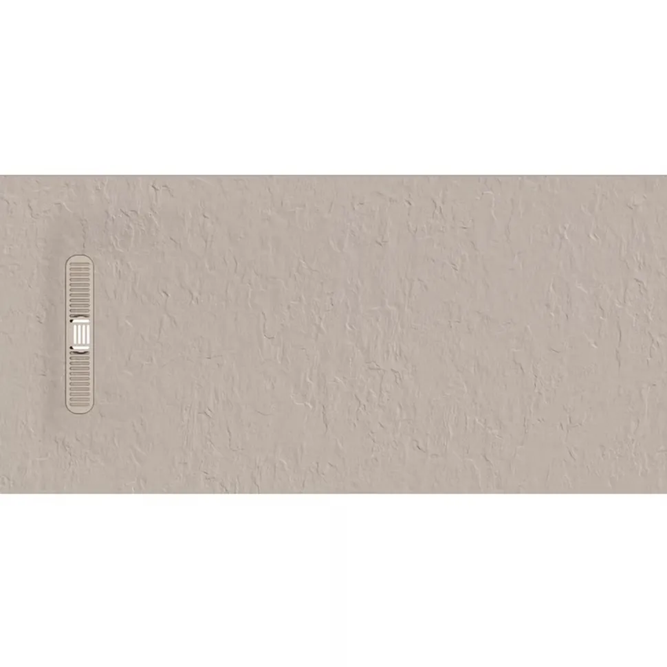 Crosswater Vito 25mm Dolomite Stone Resin Textured Rectangular Shower Tray with Linear Waste Cover